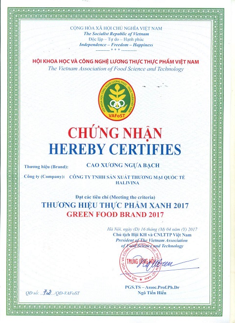 CHỨNG NHẬN THƯƠNG HIỆU XANH