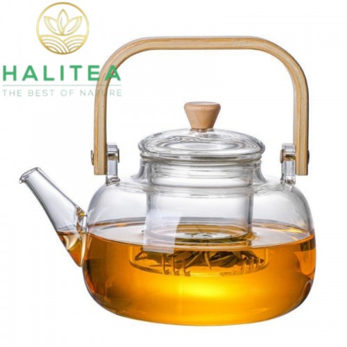Ấm Thủy Tinh Quai Tre Cao Cấp 900ml