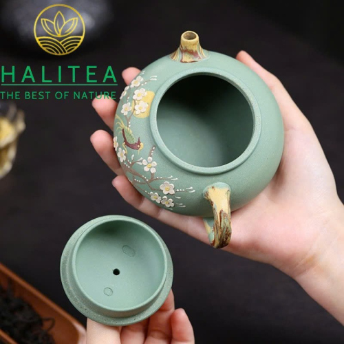 Ấm Tử Sa Hàn Chi Vọng Nguyệt 180ml – Đậu Thanh Sa Giảo Nê Thủ Công Nghi Hưng