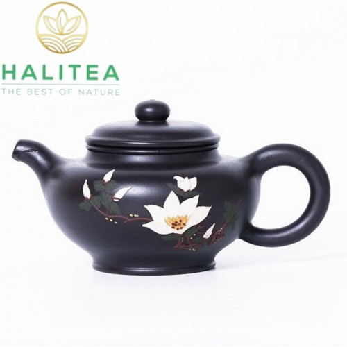 Ấm Tử Sa Chuyết Chỉ Mộc Lan Hắc Nê 240ml