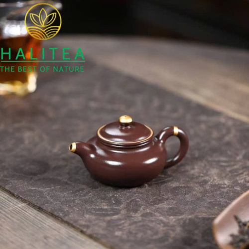 Ấm Tử Sa Tiểu Phẩm Phỏng Cổ Vẽ Kim 70ml – Nguyên Khoáng Tử Chu Nê Nghi Hưng