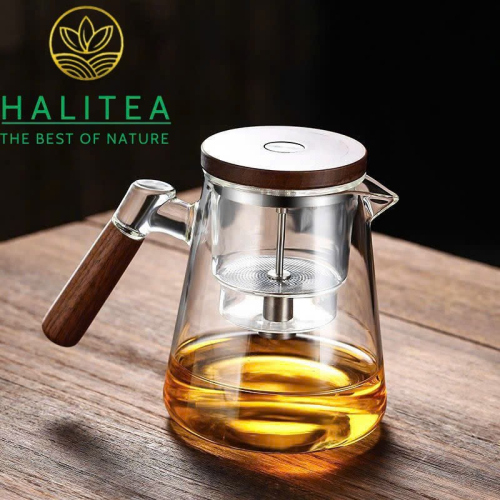 Bình Pha Trà Thủy Tinh Nút Bấm Tách Trà 800ml – Bình Pha Trà Thông Minh