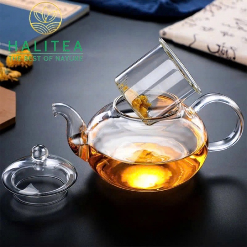 Bộ Ấm Trà Lõi Lọc Thuỷ Tinh Chén 2 Lớp 600ml