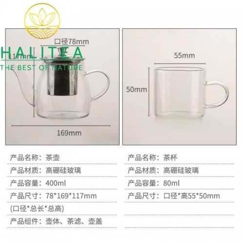 Bộ Ấm Trà Trà Thủy Tinh Lọc Trà Inox 400ml – Bộ Trà Quà Tặng