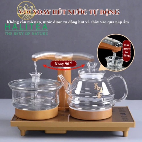 Bộ Bếp Điện Đôi Thủy Tinh Pha Trà Tự Động