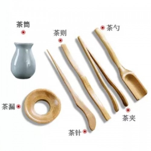 Bộ Dụng Cụ Gắp Trà Tre Bình Sứ 6 Món