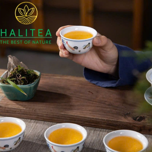 Bộ Pha Trà Sứ Thời Thành Hóa Đại Minh Đấu Thái Gà - Hộp Quà Tặng