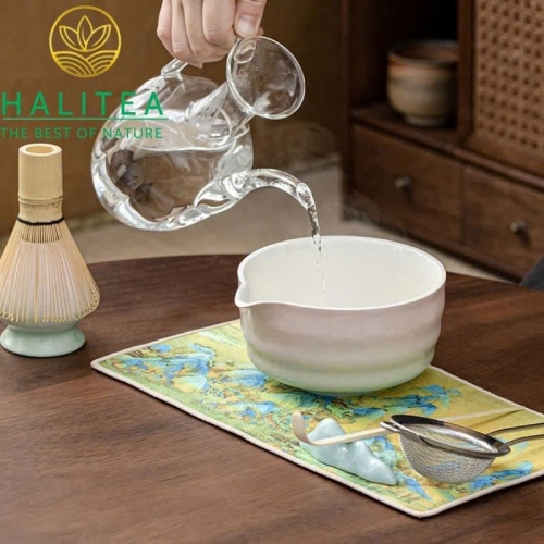 Bộ Trà Đạo Matcha Nhật Bản - 7 Món (Hộp Xanh, Có Vòi)