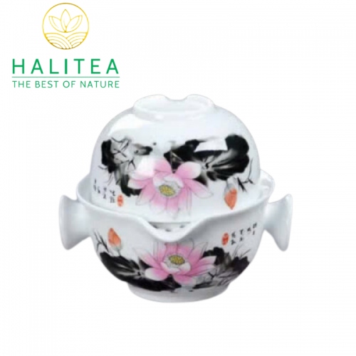 Chén Khải Sứ Kết Hợp Chén Trà 2 trong 1 Tiện Lợi