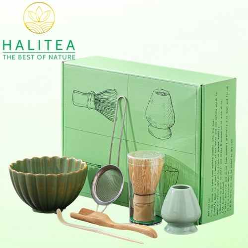 Combo Bộ Trà Cụ Nhật Bản Pha Trà Matcha 6 Món Hộp Xanh