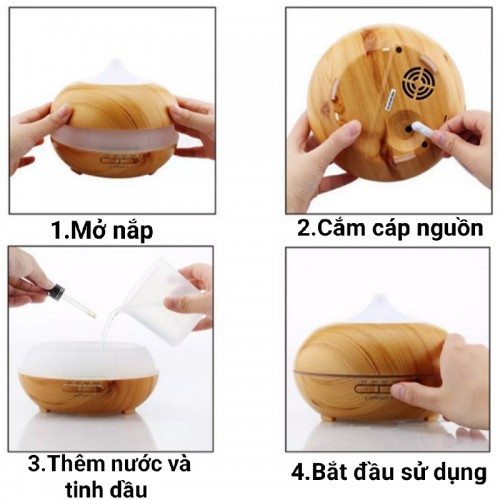Máy Khuếch Tán Tinh Dầu Trái Bí Lùn 550ml + Tặng Chai Tinh Dầu 10ml