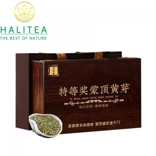 Hoàng Trà Mông Đỉnh Hoàng Nha - Hộp Quà Tặng Gỗ Cao Cấp 120gr/Hộp/12Lon