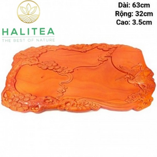 Khay Trà Gỗ Hương Tự Nhiên Nguyên Tấm KT 63, 32, 3,5 cm Hoa Sang Trọng