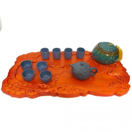 Khay Trà Gỗ Hương Tự Nhiên Nguyên Tấm KT 63, 32, 3,5 cm Hoa Sang Trọng