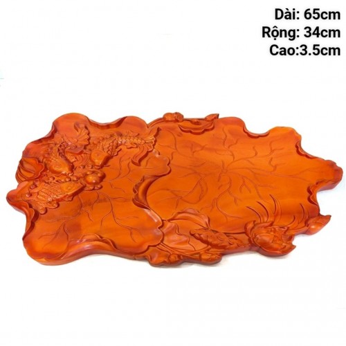 Khay Trà Gỗ Hương Tự Nhiên Nguyên Tấm KT 63, 32, 3,5 cm Hoa Sang Trọng