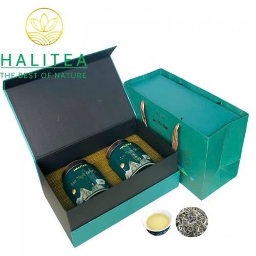 Lục Trà Shan Tuyết Cổ Thụ Đặc Cấp Tà Xùa – Hộp Hũ Sứ Cao Cấp HALITEA