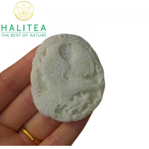 Mặt Dây Chuyền Đại Bàng Ngọc Lam Điền Đá Lantian Jade Tự Nhiên 42.50mm