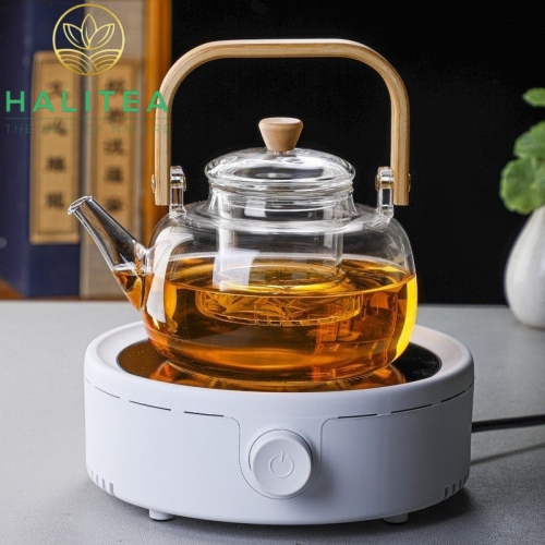 Set Bộ Bếp Điện Ấm Thủy Tinh Quai Tre 900ml