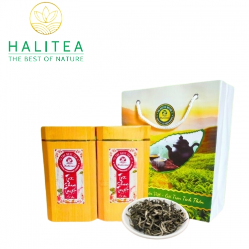 Set Lục Trà Shan Tuyết Cổ Thụ HALITEA Cao Cấp 200gr/ 2 hộp/ 1 Túi