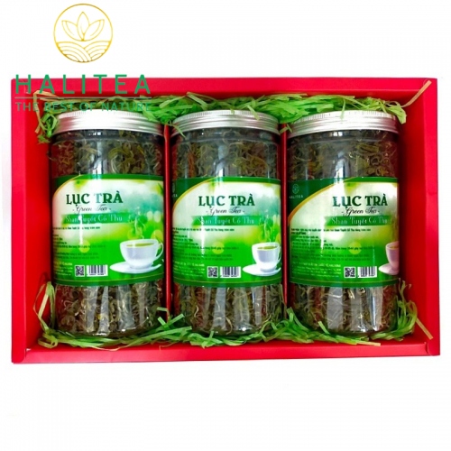 Set Lục Trà Shan Tuyết Cổ Thụ Tây Côn Lĩnh Hộp Giấy 3 Hũ X 180G