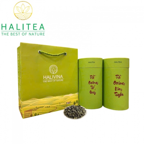 Set Quà Tặng - 10 Loại Trà Ô Long HALITEA Cao Cấp Lon Xanh 01Túi
