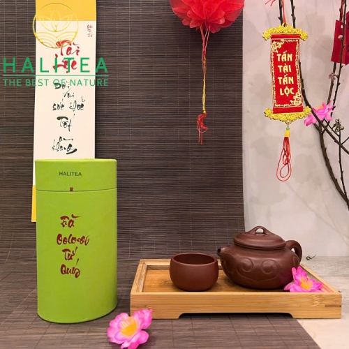 Set Quà Tặng - 10 Loại Trà Ô Long HALITEA Cao Cấp Lon Xanh 01 Túi