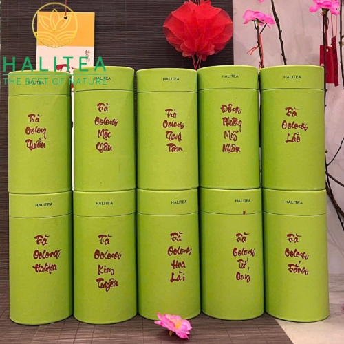 Set Quà Tặng - 10 Loại Trà Ô Long HALITEA Cao Cấp Lon Xanh 01Túi