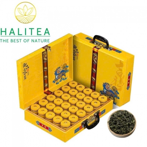 Thiết Quan Âm (Tie Guan Yin) Hộp  Quà Tặng Vali Vàng Kim Long 30 Hũ 420g