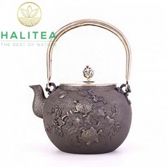Ấm Gang Nhật Bản Tetsubin Hình Rùa Đắp Nổi 1,2L