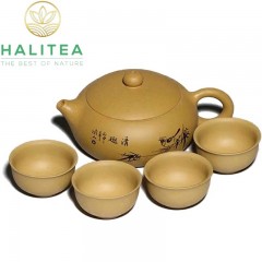Bộ Ấm Tử Sa Tây Thi Dẹt Đoạn Nê Lọc Tổ Ong 04 Chén 200ml