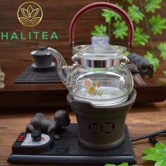 Bộ Bếp Điện Đất Ấm Thủy Tinh Pha Trà 700ml