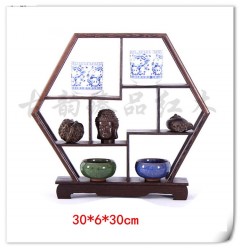 Kệ Gỗ Trưng Bày Bàn Trà Hình Lục Giác