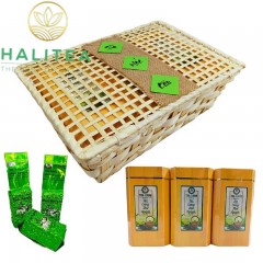 Set Quà Tặng Trà Móc Câu Đặc Biệt HALITEA Hộp Tre Đan 600gr