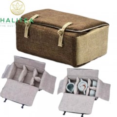 Túi Đựng Bộ Ấm Trà Du Lịch Xách Tay Vải Cotton Sang Trọng