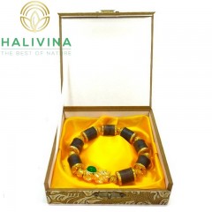 Vòng Trầm Hương Đốt Trúc Mix Mạ Vàng Xi 24k