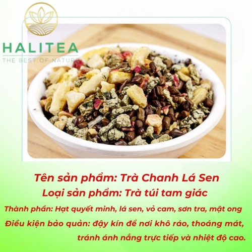 Trà Chanh Lá Sen Ngũ Vị HALITEA Túi Tam Giác Hộp Thiếc 30g/hộp/10 gói