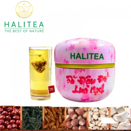 Trà Đậu Đỏ Lúa Mạch HALITEA Túi Tam Giác Hộp Thiếc 60gr/ hộp/10 túi