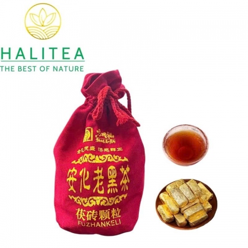 Trà Hắc Trà Kim Hoa Phục Gạch Dạng Viên An Hóa 2015 – Túi Vải 500g