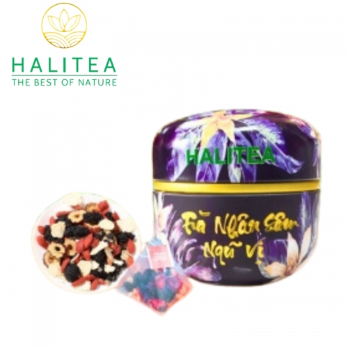 Trà Nhân Sâm Ngũ Vị HALITEA Túi Tam Giác Hộp Thiếc 50gr/ hộp/ 10 túi