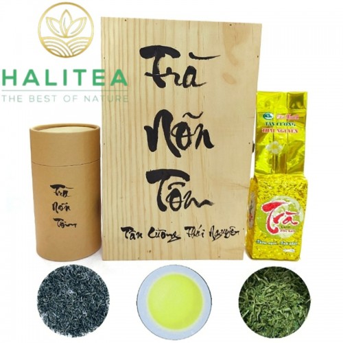 Trà Nõn Tôm Tân Cương Thái Nguyên Cao Cấp Hộp Gỗ 300g