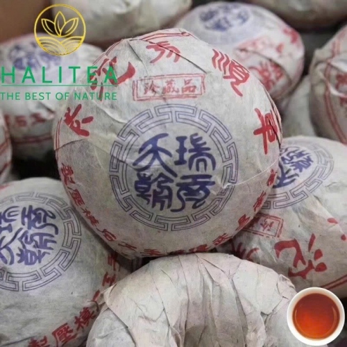 Trà Phổ Nhĩ Chín (Che Shun Hao) Xa Thuận Hào Thiên Thụy 1990s – Bánh 250g