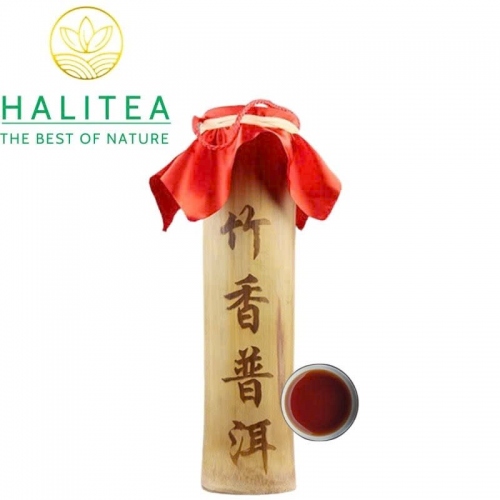 Trà Phổ Nhĩ Chín Ống Tre 2017 Mộc Chỉ Cổ Thụ Mãnh Hải - Ống 500g