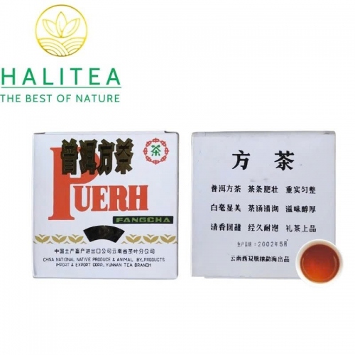 Trà Phổ Nhĩ Chín Trung Trà (Zhongcha) Tiểu Phương Trà 2002 – Gạch 100g