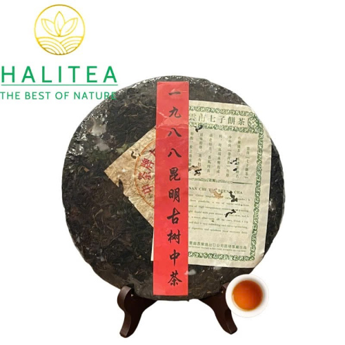 Trà Phổ Nhĩ Sống Cổ Kim Hoa Trung Trà (Zhongcha) 1988 Côn Minh 357g