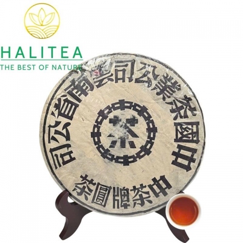 Trà Phổ Nhĩ Sống Trung Trà Lam Ấn 1980s (Zhongcha Blue Label) – Bánh 357g