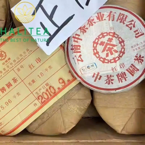 Trà Phổ Nhĩ Sống Trung Trà  (Zhongcha) Hồng Ấn 2010 Cổ Phong Vân Nam – Bánh 380g