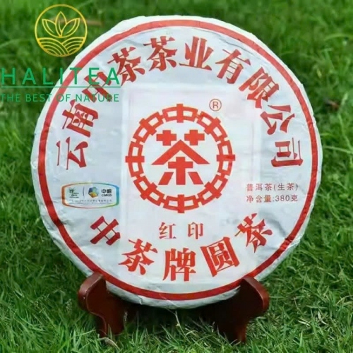 Trà Phổ Nhĩ Sống Trung Trà  (Zhongcha) Hồng Ấn 2010 Cổ Phong Vân Nam – Bánh 380g