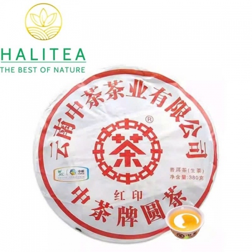 Trà Phổ Nhĩ Sống Trung Trà  (Zhongcha) Hồng Ấn 2010 Cổ Phong Vân Nam – Bánh 380g