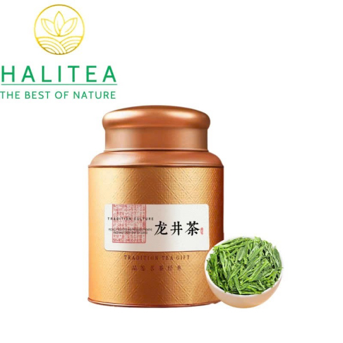 Trà Xanh Tây Hồ Long Tĩnh Hộp Thiếc Cao Cấp 250g