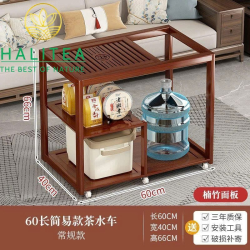 Tủ Pha Trà Bằng Gỗ Bánh Xe Lăn Di Động KT: 66X60X40cm